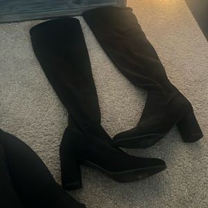 Over the knee black suede boots